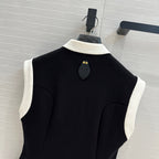 LV 25 Princess Seams Vest Black Polyester Cotton