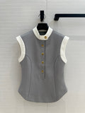 LV 25 Princess Seams Vest Grey Polyester Cotton