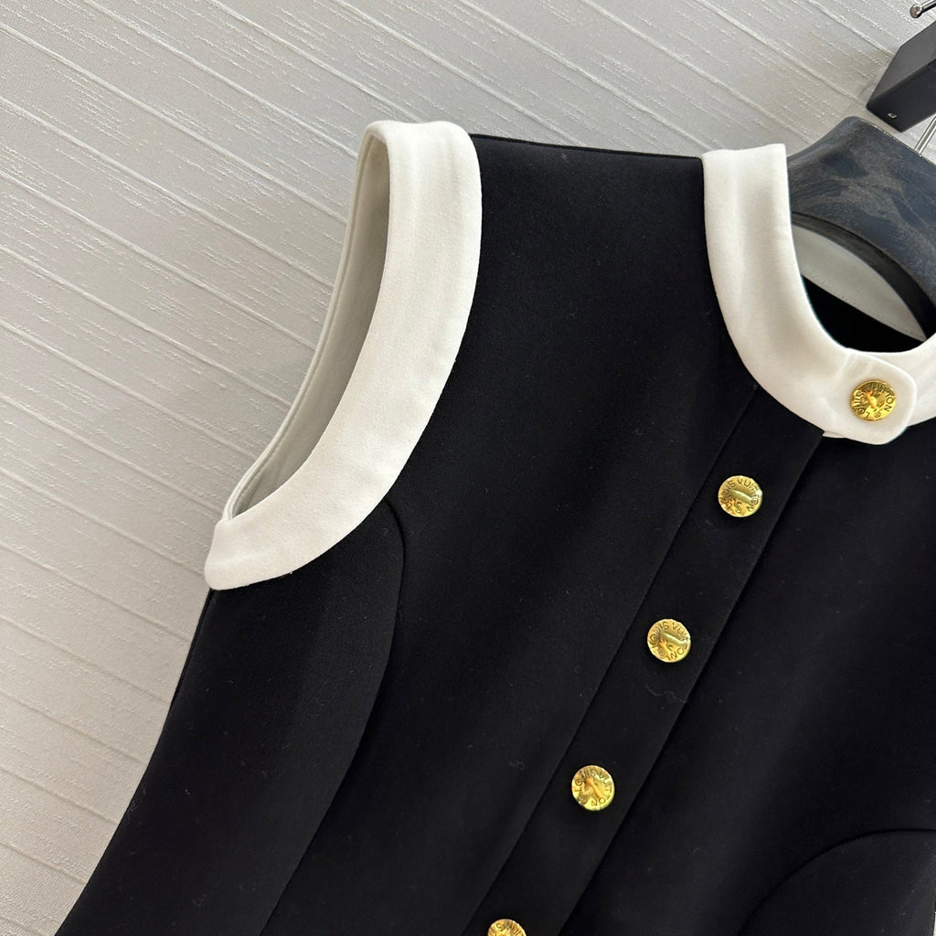 LV 25 Princess Seams Dress Black Polyester Cotton