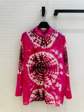 CD 25 Dopamine Dye Pattern Long-sleeved T-Shirt Pink Cotton