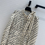 LV 25 Monogram Print Dress Beige Black Polyester