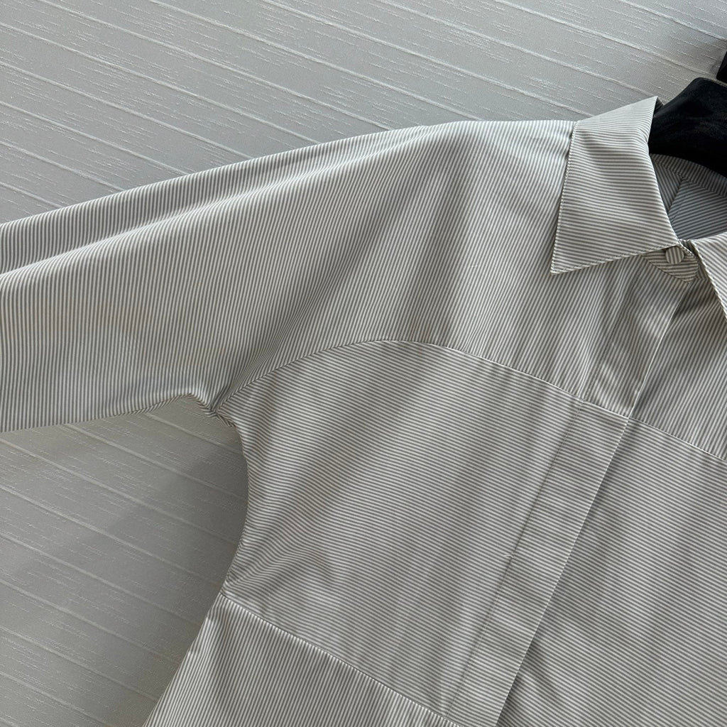 Fendi 25 Patchwork Waist Shirt Light Gray Cotton
