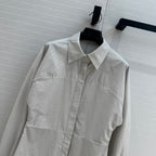 Fendi 25 Patchwork Waist Shirt Light Gray Cotton