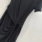 Loewe 25 Knotted Short-sleeved Dress Black Viscose