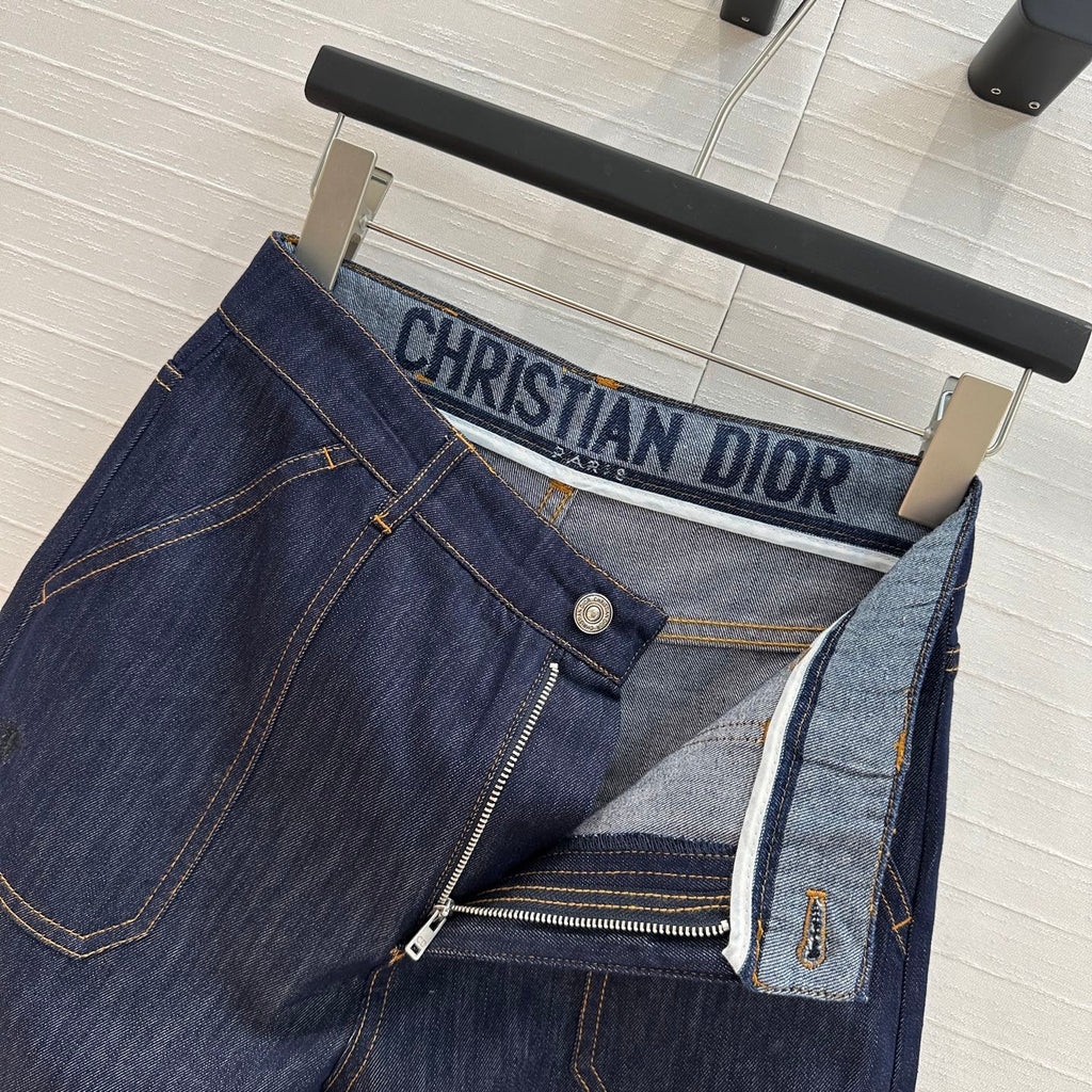 CD 25 Straight-leg Half-length Pants Blue Cotton