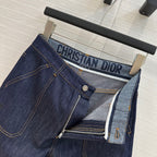 CD 25 Straight-leg Half-length Pants Blue Cotton