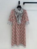 Prada Lace Half-sleeved Dress Pink mix colors Polyester