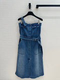 CD 25 Suspender Tube Top Denim Skirt Blue Cotton