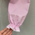 Prada 25 Lace Sleeve Shirt Pink Cotton