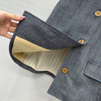 Prada 25 Striped Vest Jacket Grey Wool Cotton Polyester