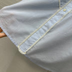 Prada 25 Lace Short-sleeved Shirt Blue Cotton