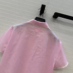 Prada 25 Lace Short-sleeved Shirt Pink Cotton