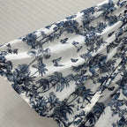 CD 25 Butterfly Coconut Print Shirt Dress White Blue Cotton