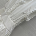 CD 25 Ruffle Sleeve Dress White Cotton