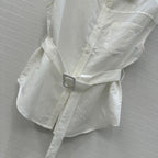Loewe 25 Lace-up Waist Sleeveless Shirt White  Linen