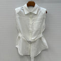 Loewe 25 Lace-up Waist Sleeveless Shirt White  Linen