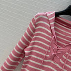 CD Navy Style Collared Sweater Pink Wool