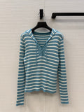 CD Navy Style Collared Sweater Ligth Blue mix White Wool