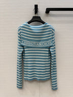 CD Navy Style Collared Sweater Ligth Blue mix White Wool