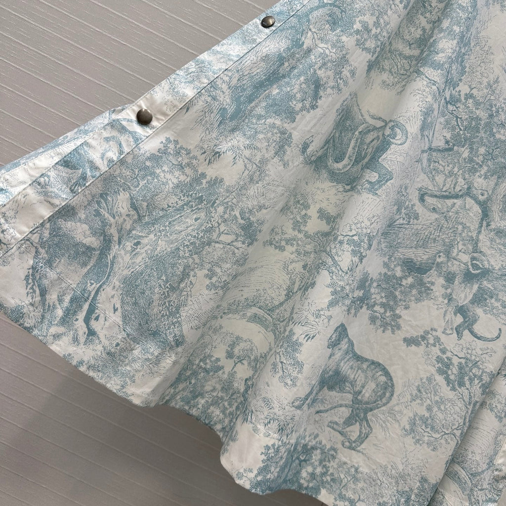 CD 25 Sauvage Jouy Button-down Dress Blue White Cotton
