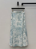 CD 25 Sauvage Jouy Button-down Dress Blue White Cotton