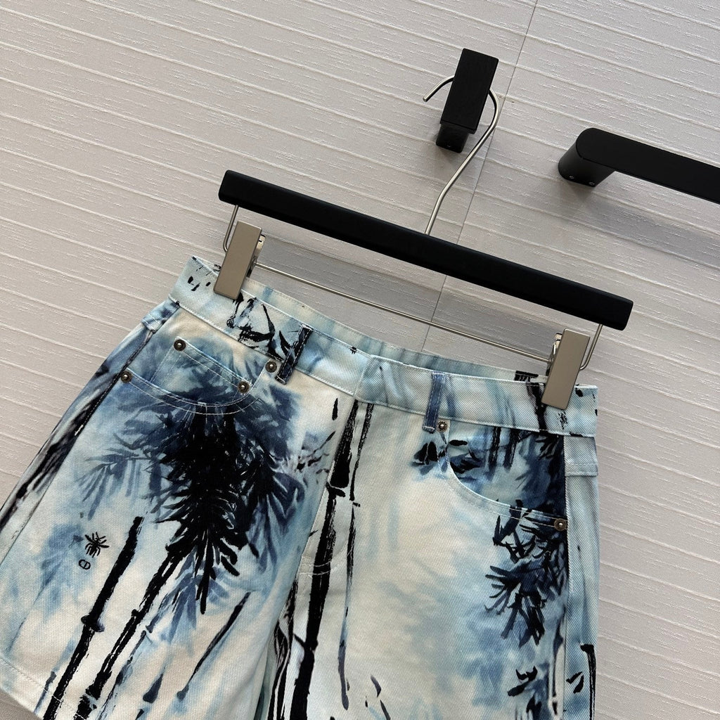 CD 25 Denim Short White Blue Black Cotton