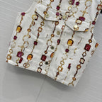 LV 25 Classic Elements Colorful Gemstone Necklace Vest White Cotton