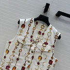 LV 25 Classic Elements Colorful Gemstone Necklace Vest White Cotton