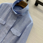 LP 25 Vest Blue Linen Polyester 272161