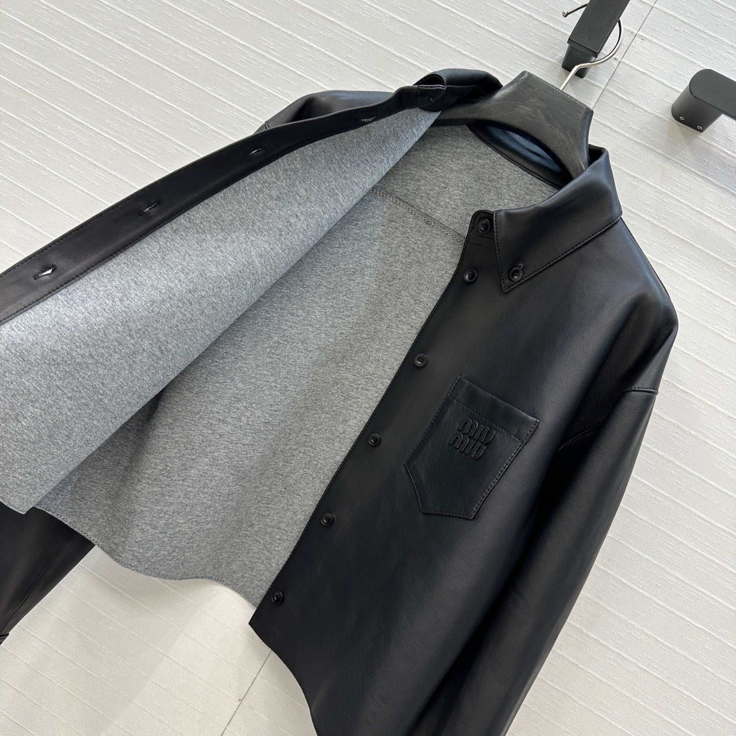 Miu Miu 25 Short Coat Black Lambskin