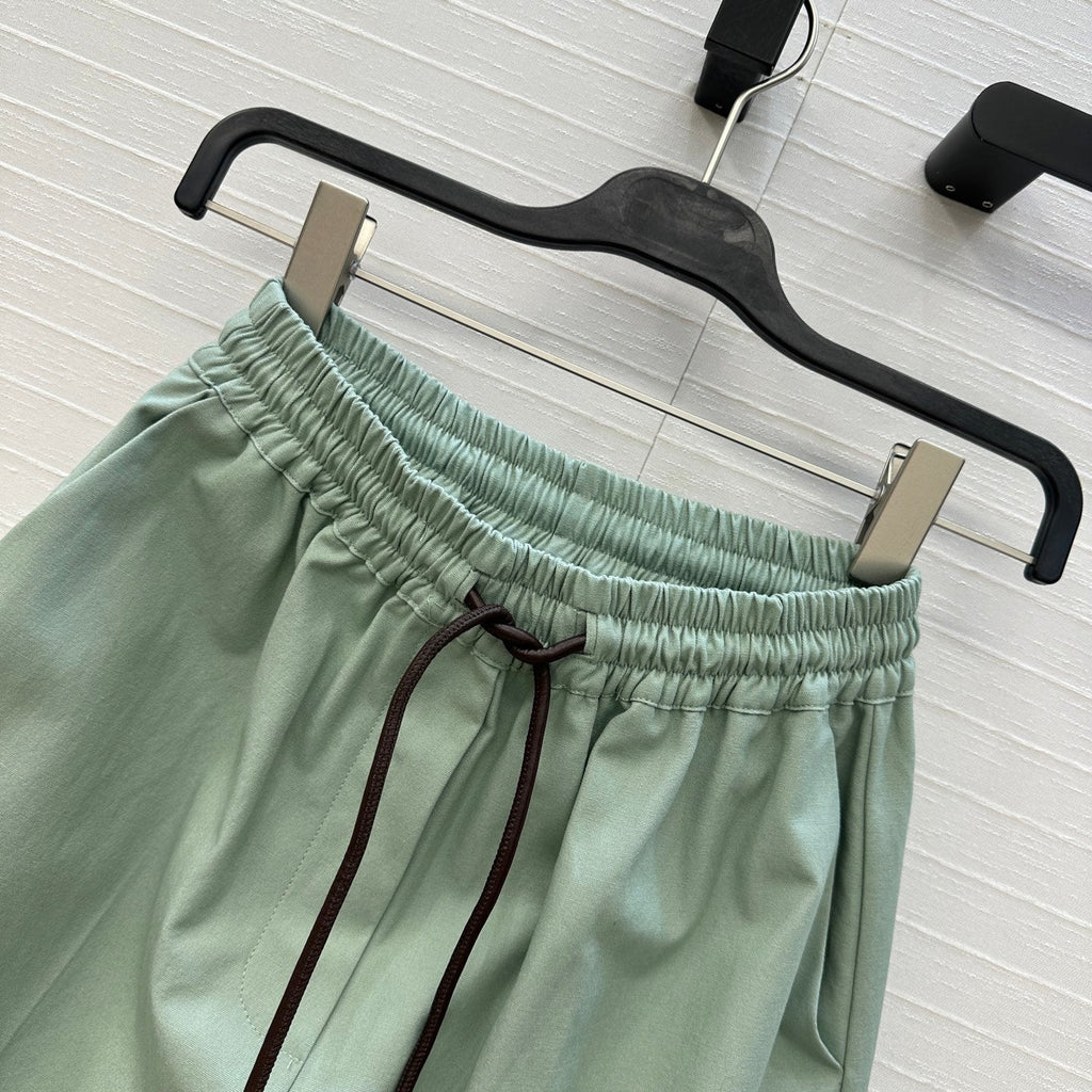 Loewe Wide-leg Straight-leg Pants Green Cotton