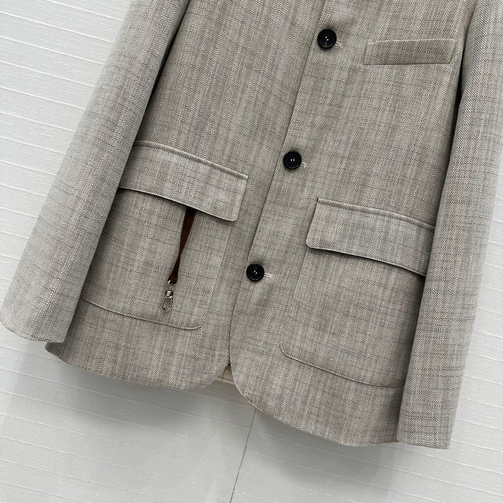 LP 25 Jacket Gray mix Brown Tencel Linen Cotton 310159