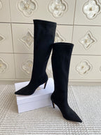 Dior 2025 Tribales Heeled Ankle High Boot 80mm Black White Suede 501198