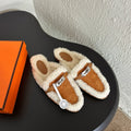 HM Oz Mule Caramel Mix White Suede Lined With Wool Fleece  961092