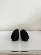 Ballet Flats Black Tweed Grosgrain Flower