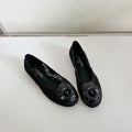 Ballet Flats Black Tweed Grosgrain Flower