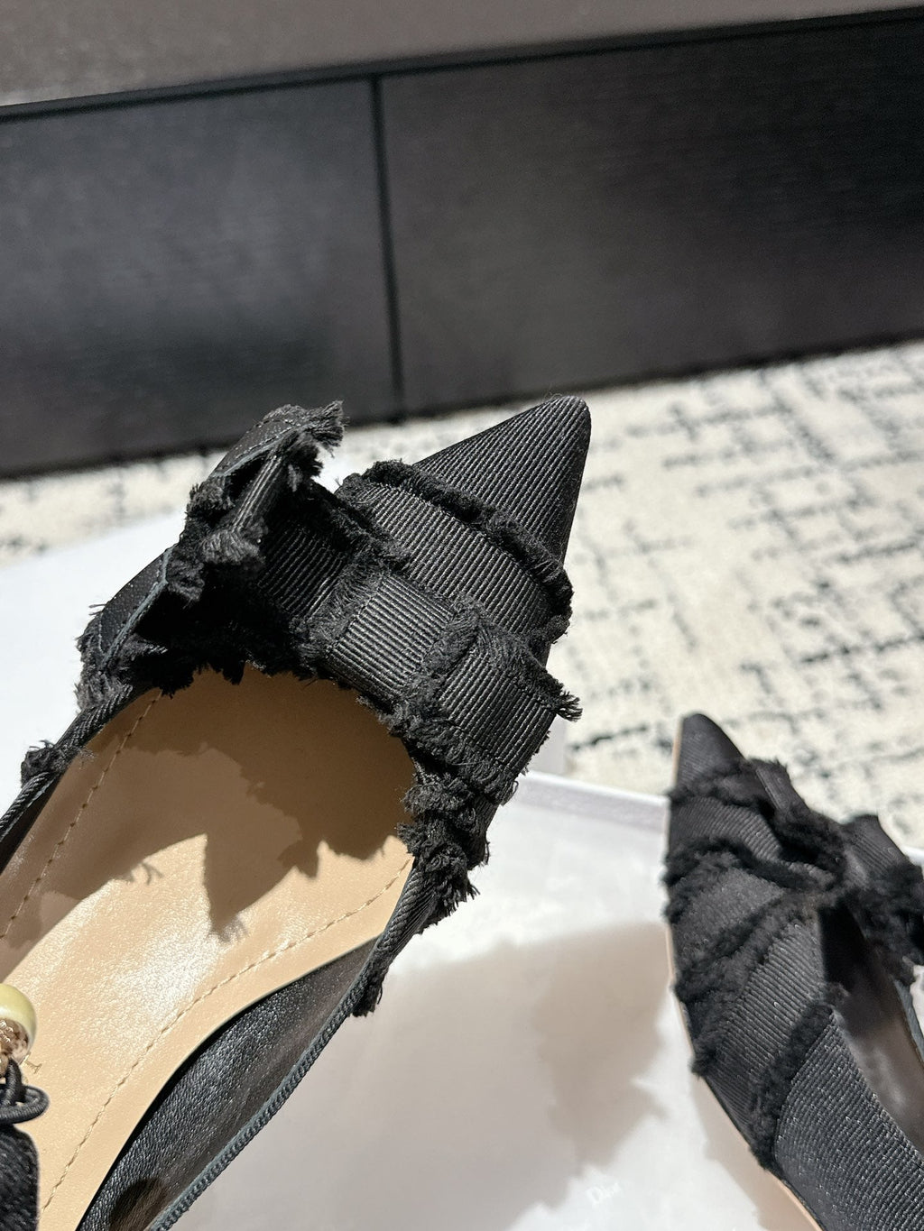 CD Adiorable pump 45 Black Fringed Grosgrain