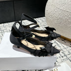 CD Adiorable pump 45 Black Fringed Grosgrain