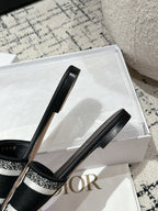 CD Dway Slide Black Mix White Embroidered Cotton