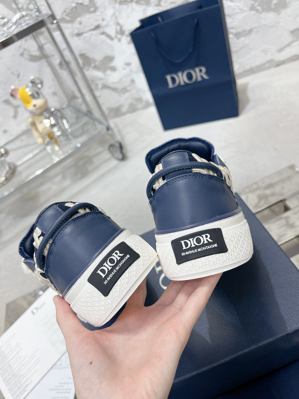 CD B33 Sneaker 30mm In Navy Blue Calfskin 100666