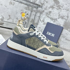 CD B27 Low-Top Sneaker 30mm In Charcoal Blue Monogram Calfskin 100787