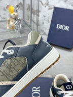 CD B27 Low-Top Sneaker 30mm In Charcoal Blue Monogram Calfskin 100787
