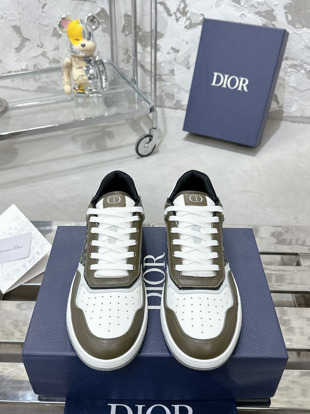 CD B27 Low-Top Sneaker 30mm In Moss Brown Monogram Calfskin 100799