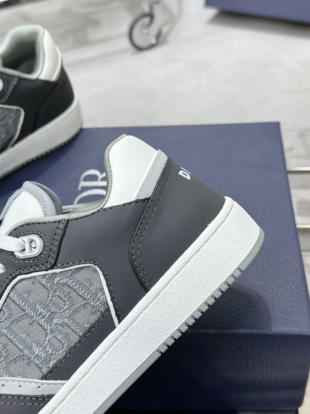 CD B27 Low-Top Sneaker 30mm In Grey Black Monogram Calfskin  100801