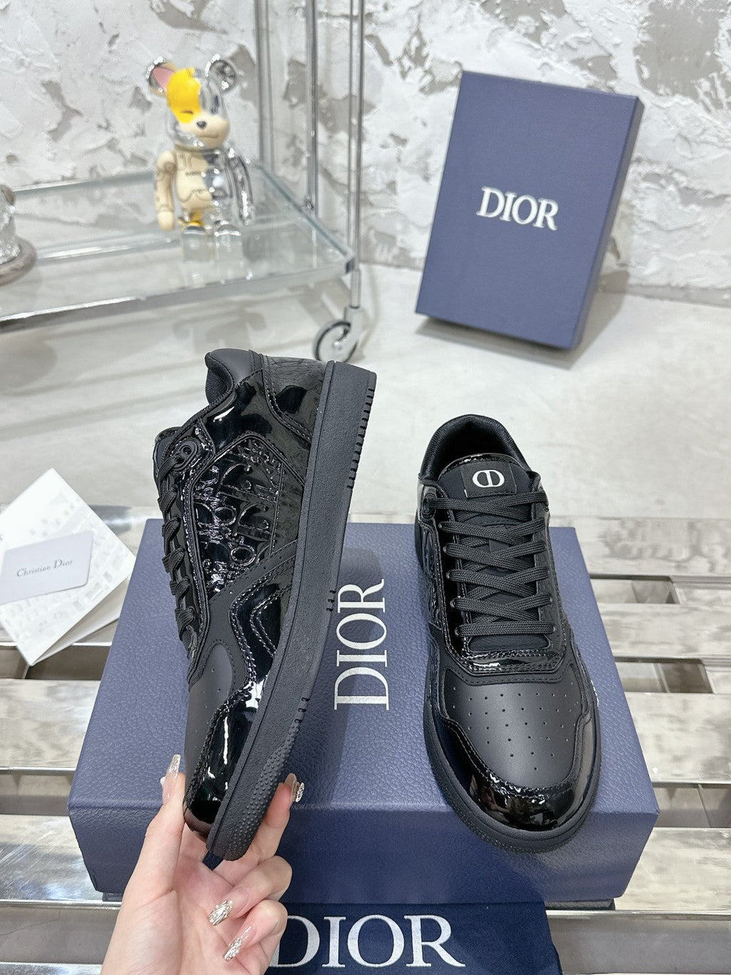 CD B27 Low-Top Sneaker 30mm In Black Monogram Calfskin 100803