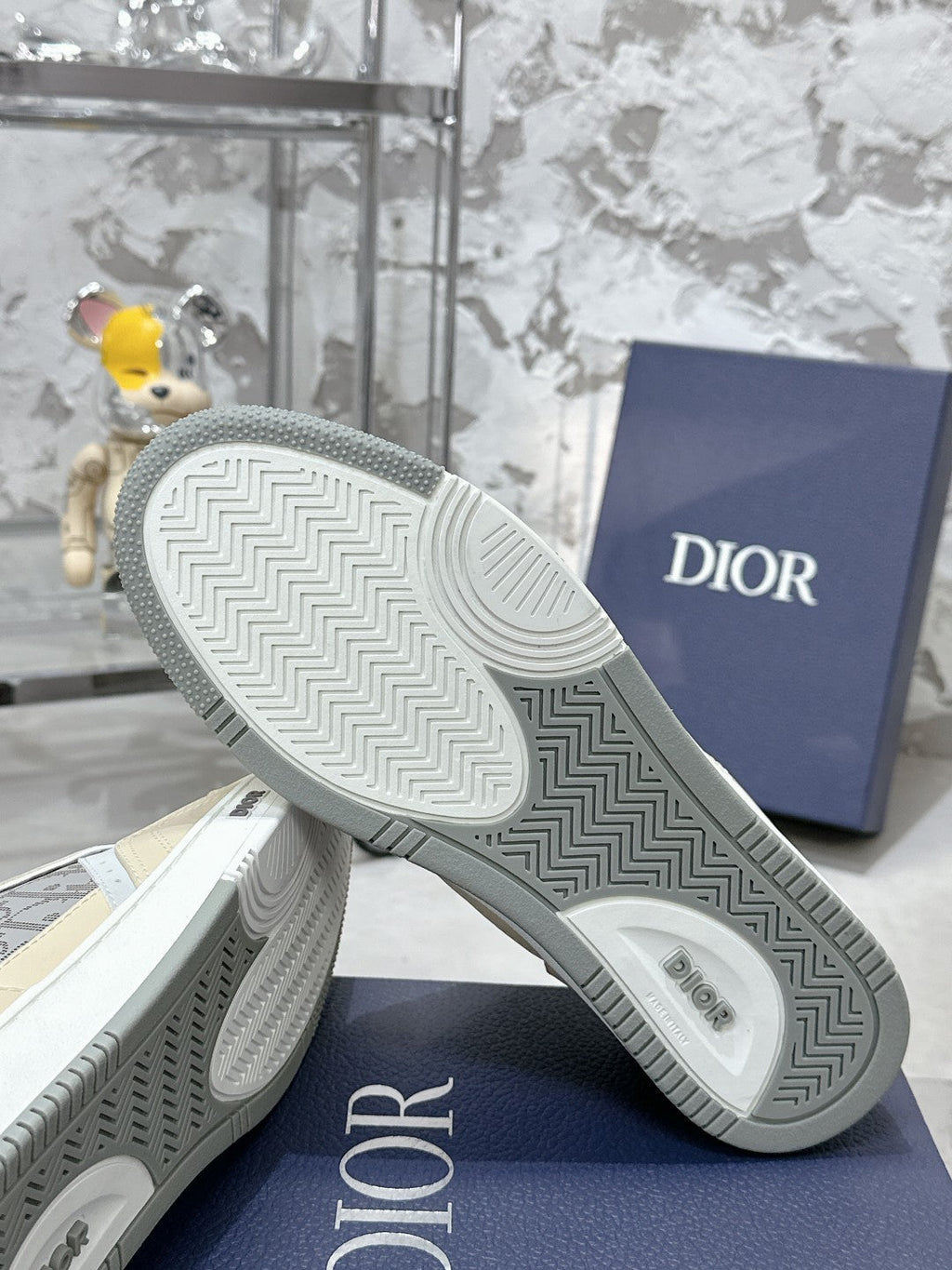 CD B27 Low-Top Sneaker 30mm In Beige Grey Monogram Calfskin 100811