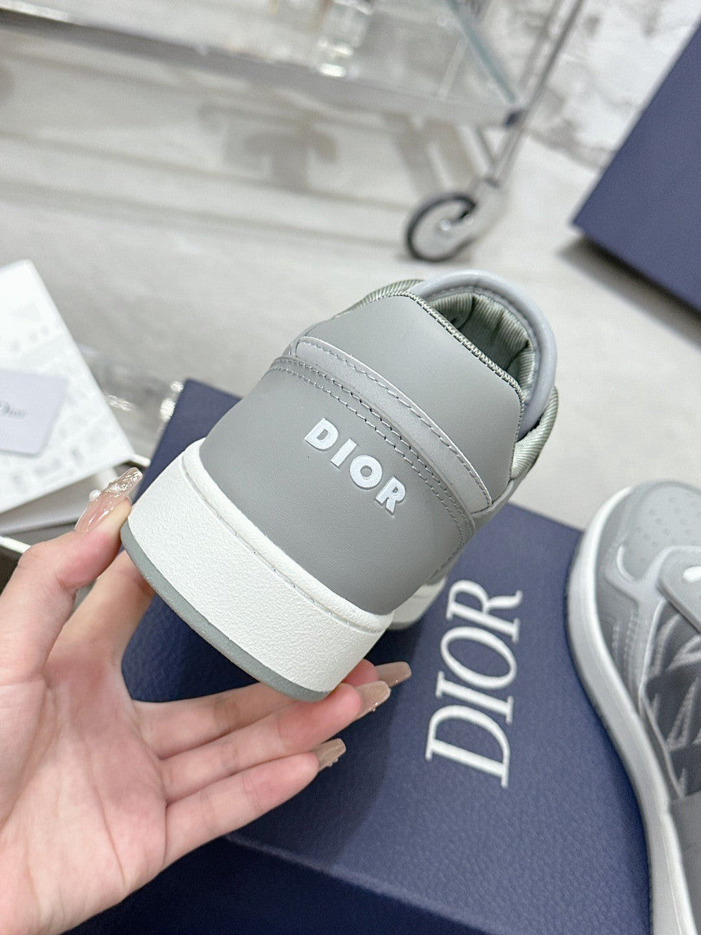 CD B27 Low-Top Sneaker 30mm In Grey Calfskin 100819