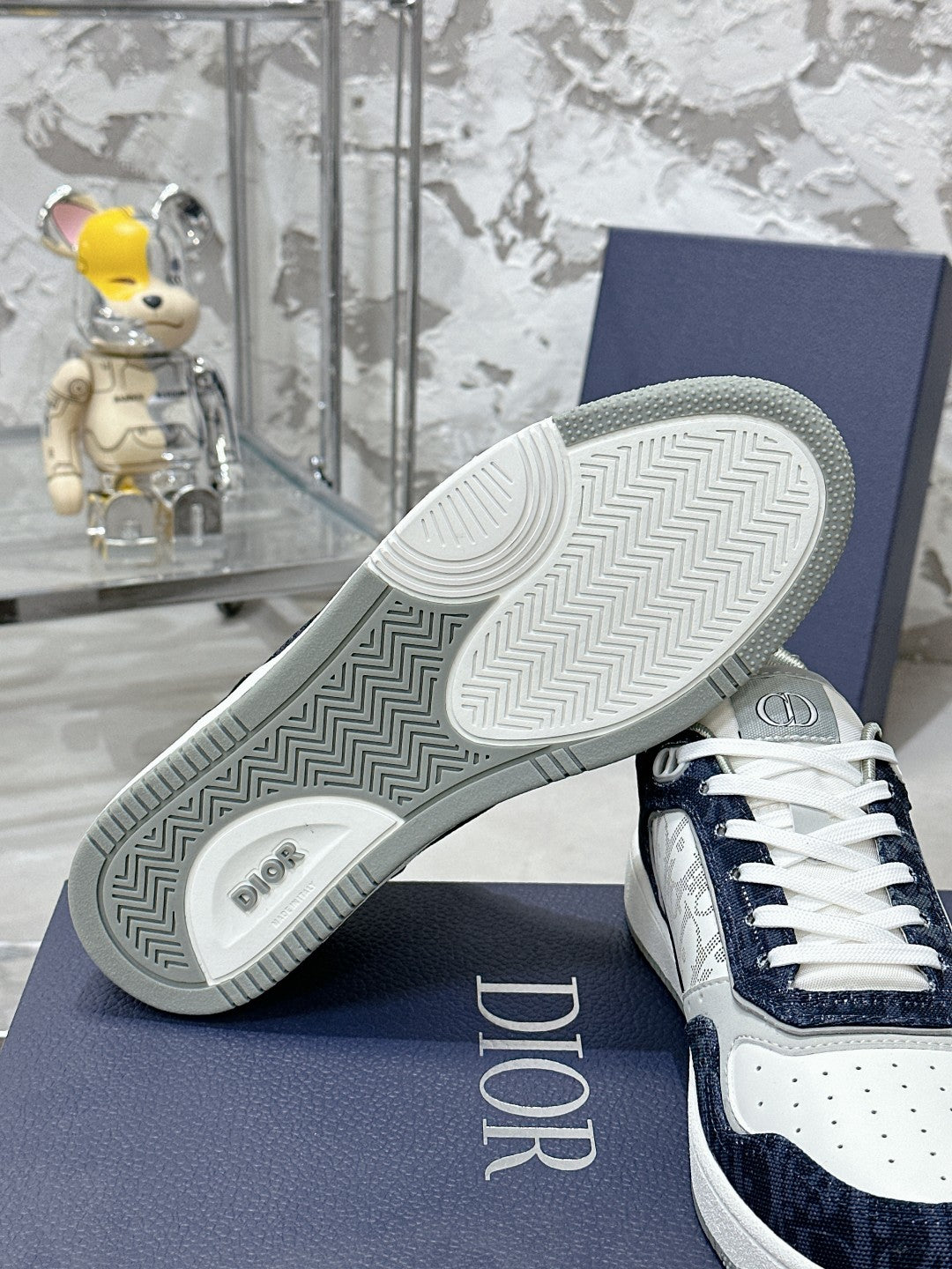 CD B27 Low-Top Sneaker 30mm In Deep Blue Monogram Calfskin  100821