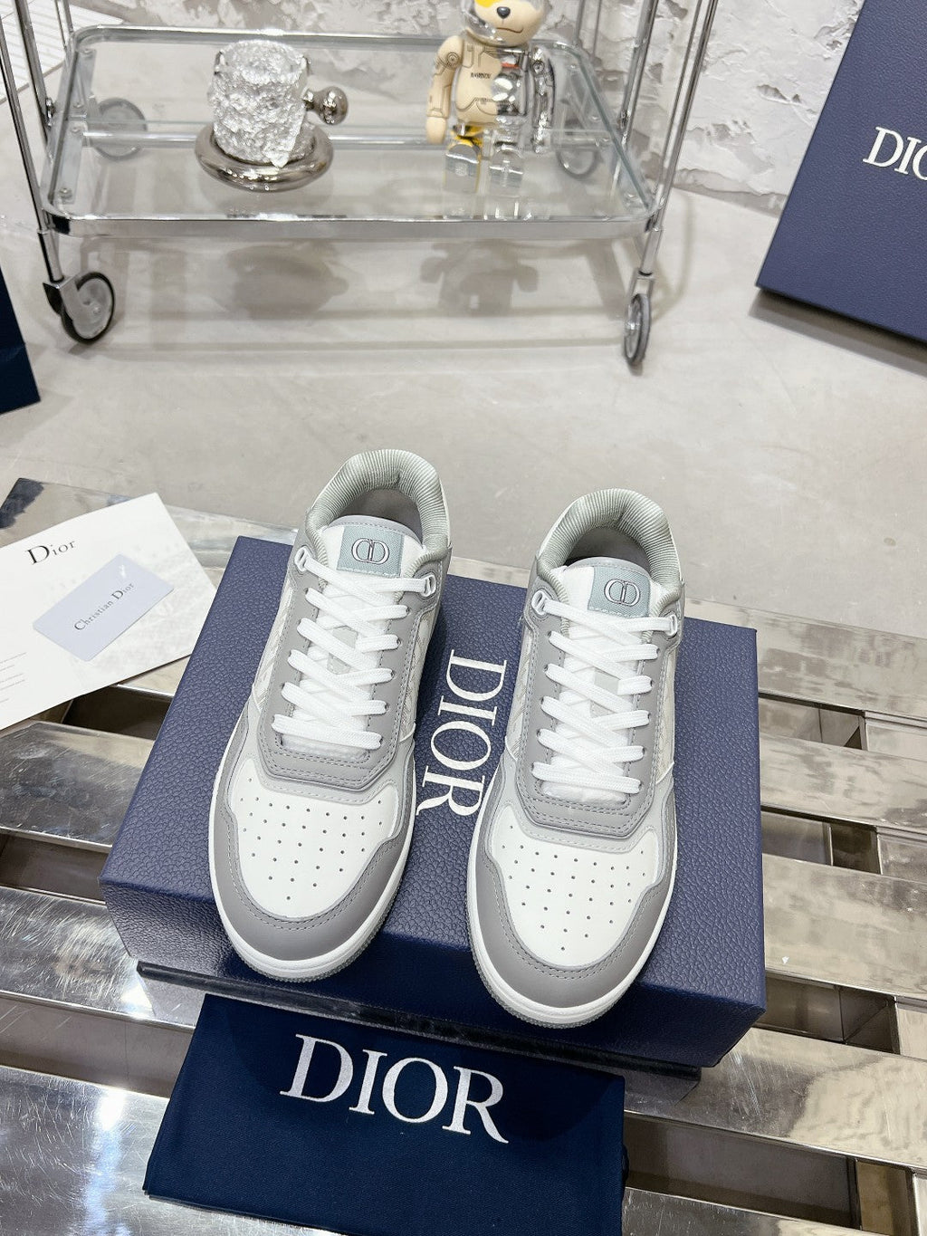 CD B27 Low-Top Sneaker 30mm In Grey White Monogram Calfskin 100823