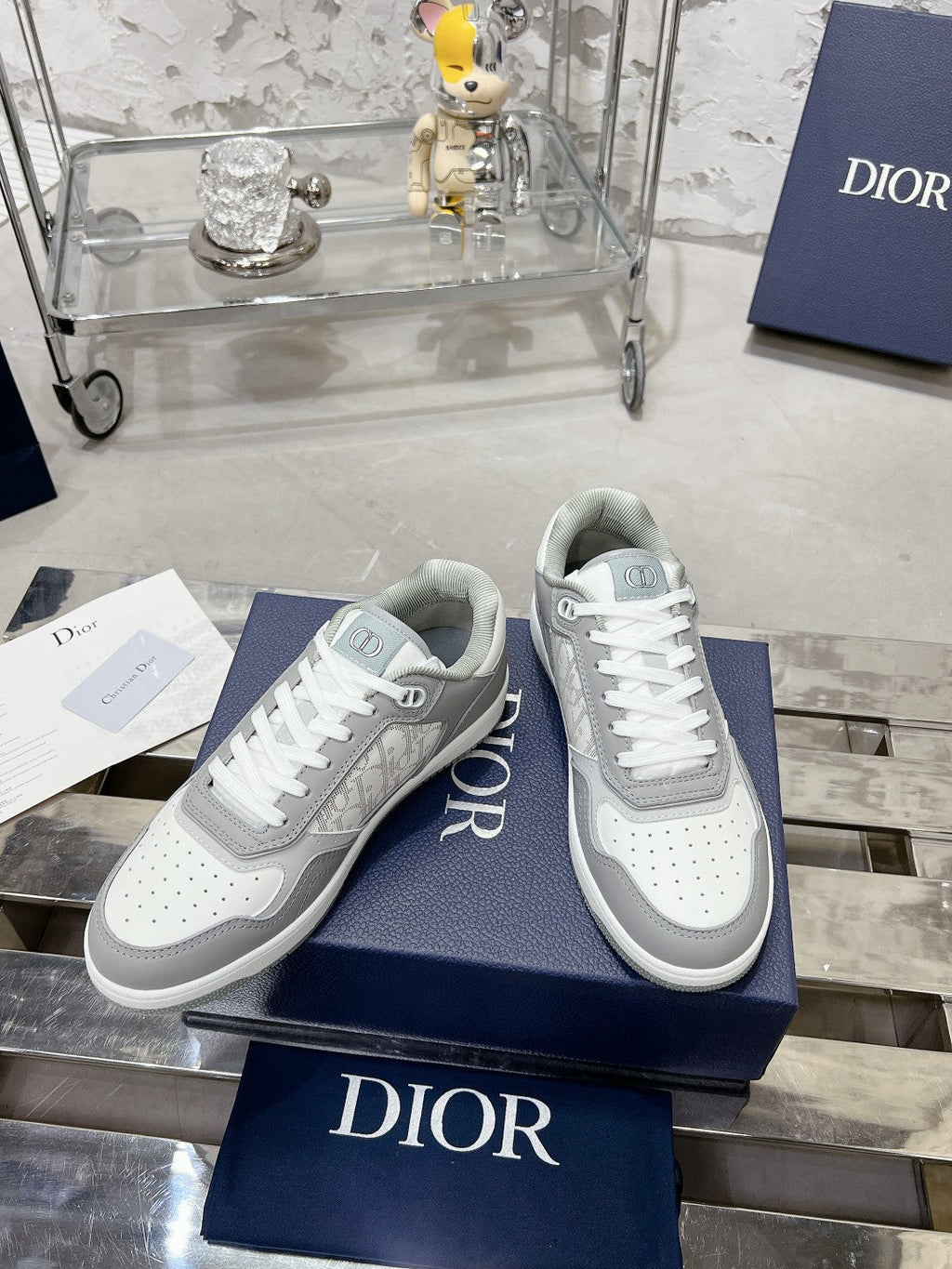 CD B27 Low-Top Sneaker 30mm In Grey White Monogram Calfskin 100823
